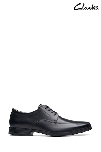Clarks Black Leather Howard Over Shoes (D68471) | £70