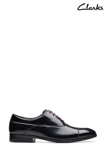 Clarks Black Leather Craft Clifton Go High Shine Oxford Shoes (D68473) | £100