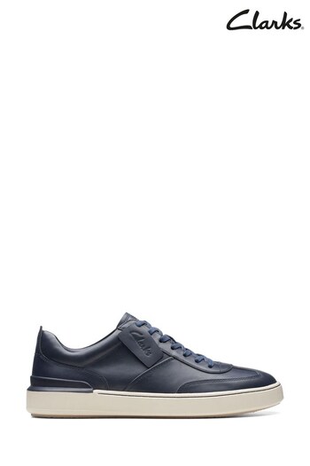 Clarks Blue Clarks Leather CourtLite Mode Trainers (D68475) | £90