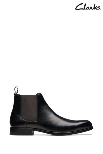 Clarks Black Leather Craft Arlo Top Boots (D68476) | £110
