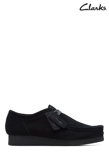 Clarks Black Suede Wallabee Evo Shoes (D68481) | £100
