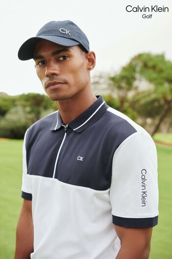 Calvin Klein Golf Whitman White Zipped Polo Shirt (D68553) | £55