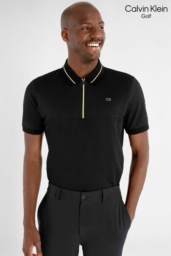 Calvin Klein Golf Whitman Black Zipped Polo Shirt (D68557) | £55