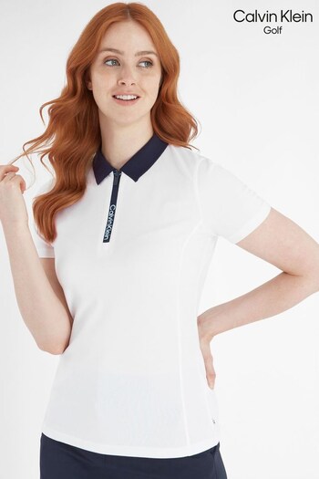 Calvin Klein Golf Raquette White Polo Shirt (D68638) | £40