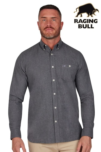 Raging Bull Grey Long Sleeve Brushed Twill  Shirt (D68662) | £69 - £79
