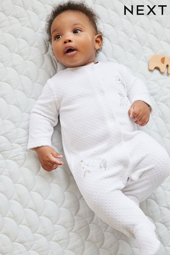 White Velour Baby Sleepsuit (0mths-2yrs) (D68717) | £12 - £14