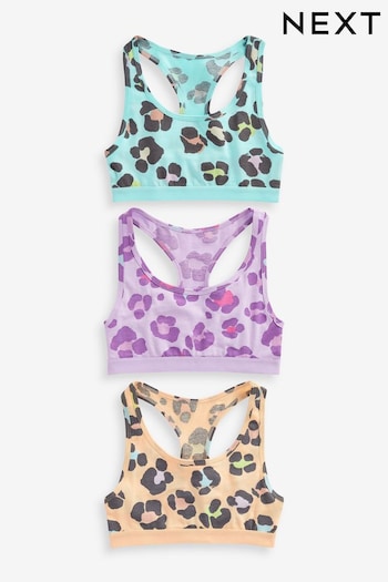 Bright Animal Print 3 Pack Racer Back Crop Tops (5-16yrs) (D68752) | £9 - £12