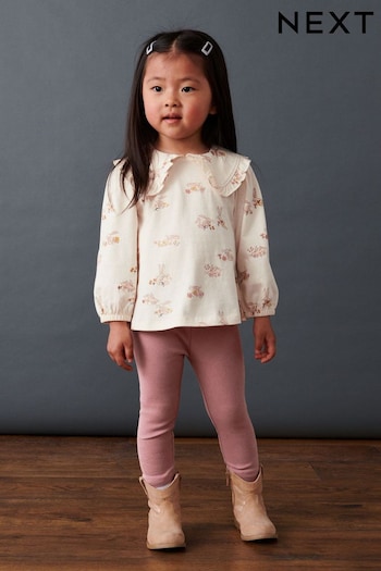 Pink Bunny Collared Top and Leggings Set (3mths-7yrs) (D68821) | £13 - £17