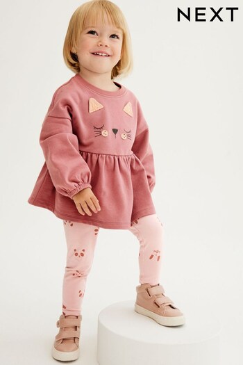 Pink Cat Top and Legging Set (3mths-7yrs) (D68826) | £13 - £17