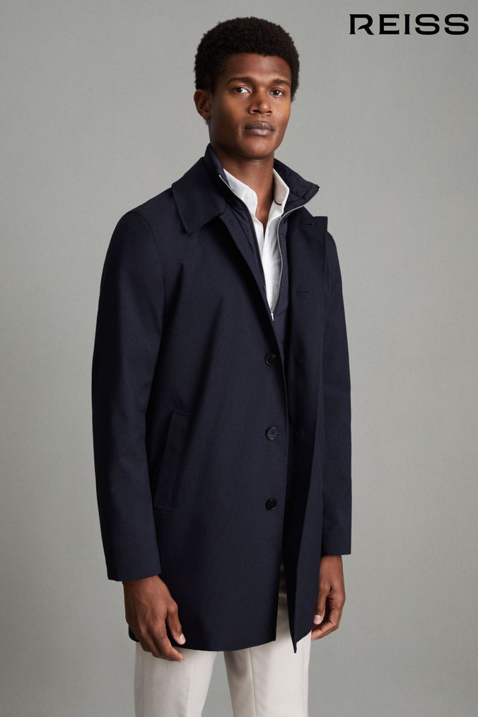 Reiss Navy Perrin Mac With Removable Zip Neck Insert (D68933) | £298