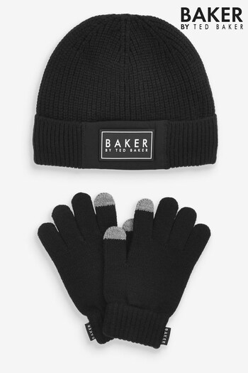 Baker by Ted Baker Boys Beanie Hat and Gloves Set (D69004) | £26