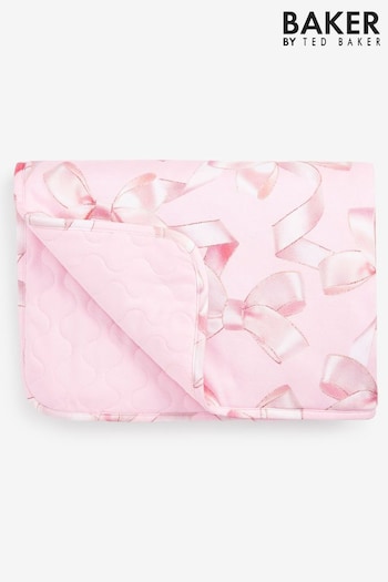 Baker by Ted Baker Baby Girls Pink Pretty All Over Bow Print Blanket (D69006) | £28