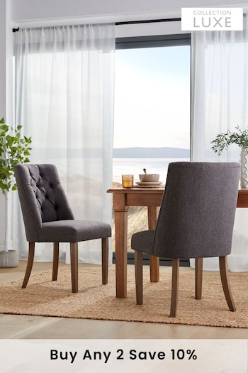 Set of 2 Chunky Weave Chocolate Brown Wolton Collection Luxe Dark Wood Leg Dining Chairs (D69043) | £360