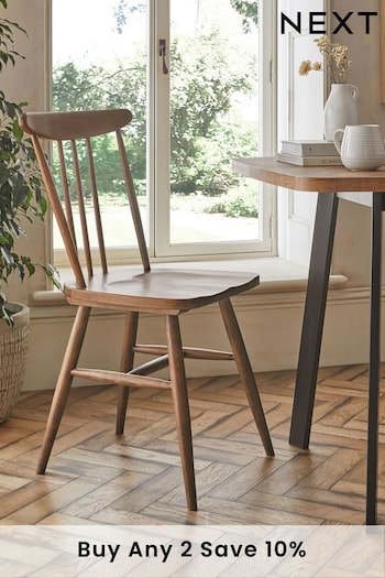 Set of 2 Dark Natural Oak Fin Dining Chairs (D69049) | £199