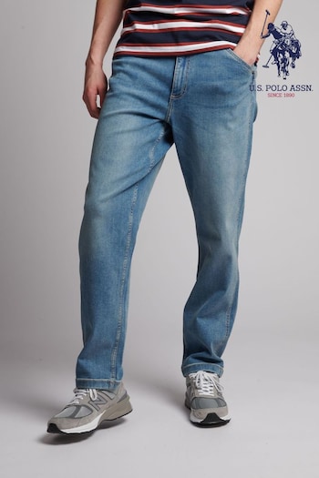 U.S. Polo wallets Assn. Men's Blue Five Pocket Denim Loose Jeans (D69083) | £60