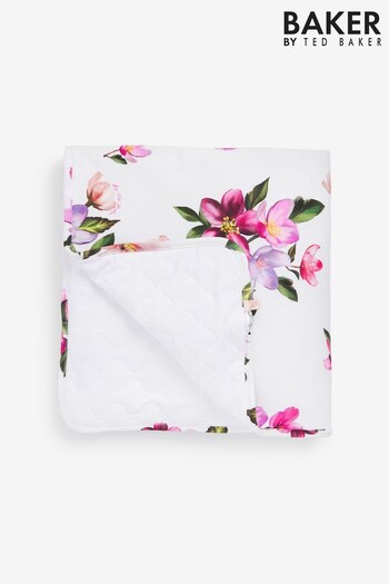 Baker by Ted Baker Baby Girls Floral All Over Print White Blanket (D69187) | £28