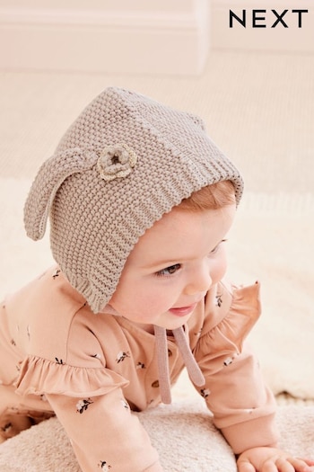 Chocolate Brown Bunny Bonnet Baby Hat (0mths-2yrs) (D69191) | £9