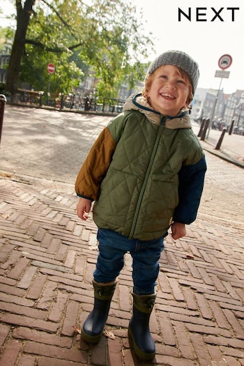 Brown Quilted Borg Lined Jacket (3mths-7yrs) (D69222) | £24 - £28