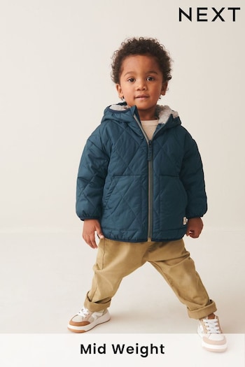 Teal Blue Quilted Borg Lined Jacket (3mths-7yrs) (D69223) | £0