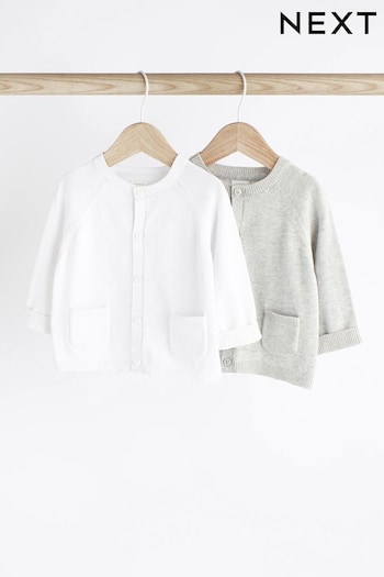 Grey/White Baby Knitted Cardigans 2 Packs (D69252) | £14 - £16