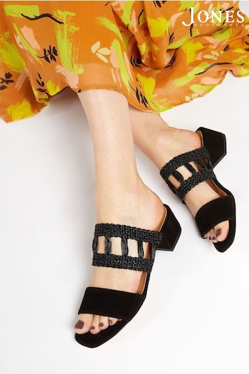 Jones Bootmaker Kimora Raffia Heeled Mule Black Sandals (D69265) | £89