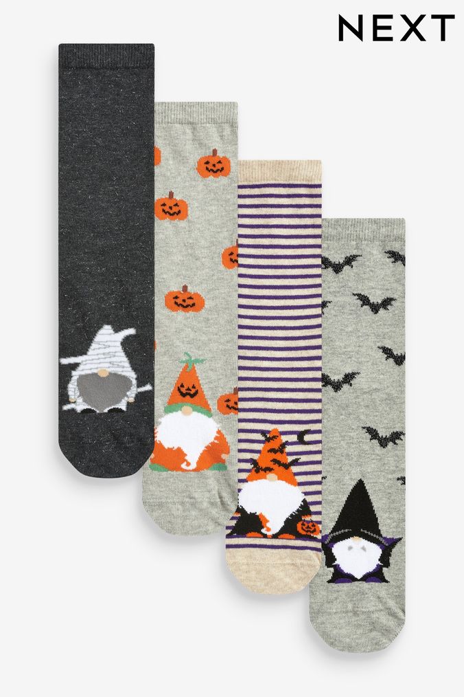 Grey Gonk Halloween Ankle Socks 4 Pack (D69271) | £10