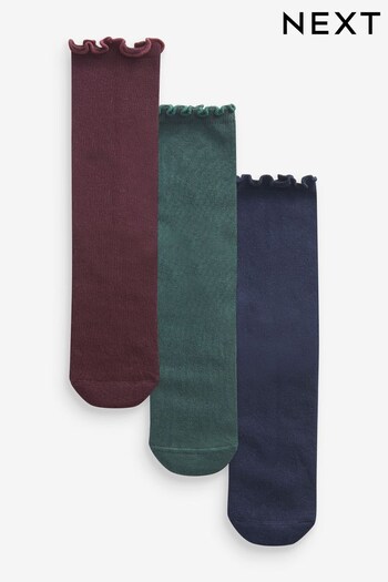 Red/Green/Navy Frill Top Cushion Sole Ankle Socks 3 Pack (D69276) | £10
