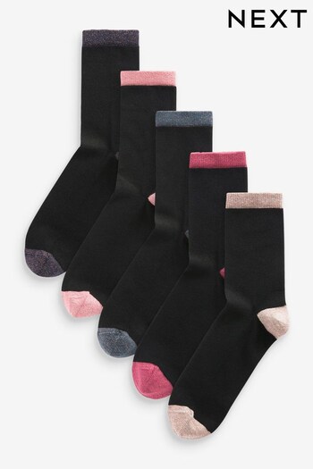 Black Sparkle Ankle Socks 5 Pack (D69287) | £12