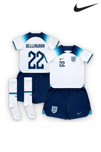 Nike dark White Bellingham - 22 Little Kids England Home Football Kit (D69387) | £70