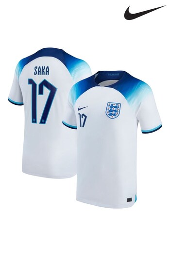 Nike White Saka - 17 England Home Stadium Football Shirt 2022 (D69389) | £90