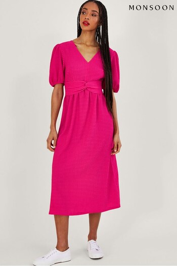 Monsoon Pink Twist Detail Jersey Midi Dress (D69407) | £75