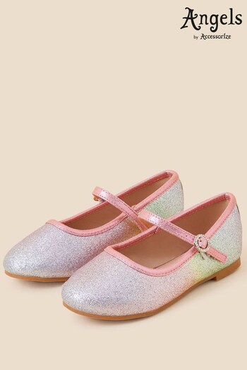 Angels by Accessorize Silver Rainbow Glitter Ballerina Flat Shoe (D69413) | £18 - £19
