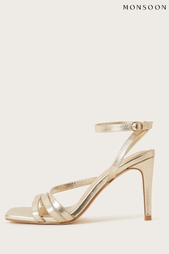 Monsoon Gold Strappy Square Toe Sandals (D69457) | £75