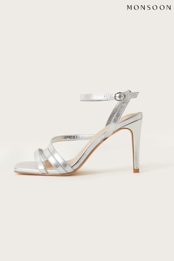 Monsoon Silver Strappy Square Toe Black001 Sandals (D69458) | £75
