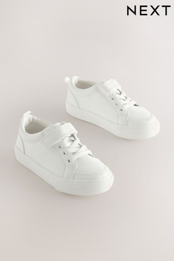 White Standard Fit (F) Touch Fastening Elastic Lace Shoes (D69494) | £14 - £18