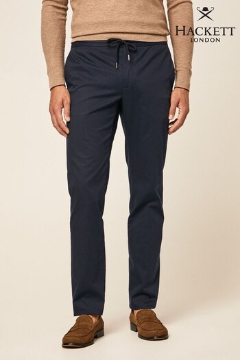 Hackett London Mens Blue Elastic Waist Chino Trousers (D69542) | £70