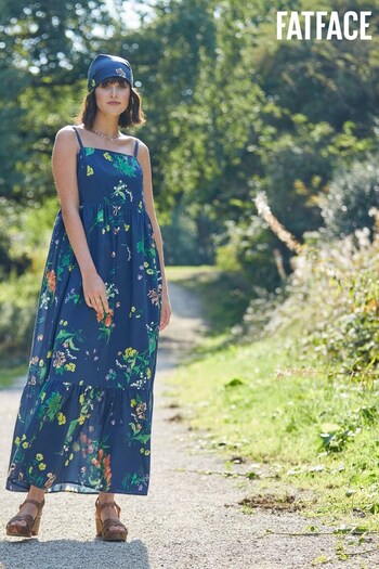 FatFace Blue National Forest Elm Floral Midi Dress (D69772) | £75