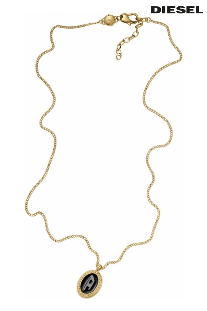 Diesel Jewellery Gents Gold Tone Logo Pendant (D69803) | £89