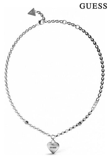 Guess COGNAC Jewellery Ladies Silver Tone Falling In Love Necklace (D69817) | £59