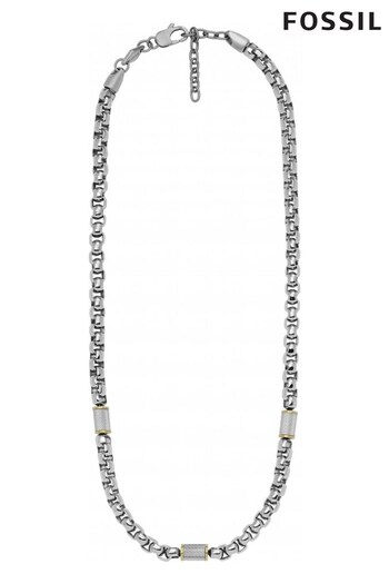 Fossil Gents Silver Tone All Stacked Up Necklace (D69867) | £65