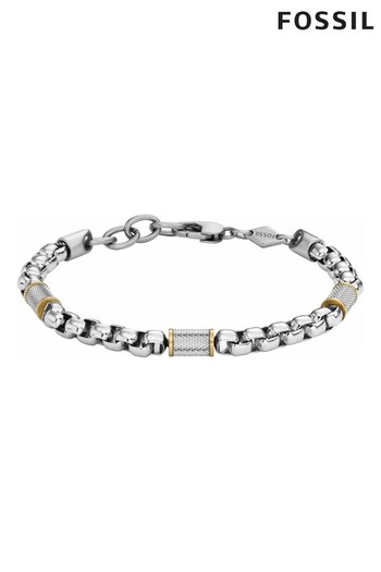 Fossil Gents Silver Tone All Stacked Up Bracelet (D69868) | £55