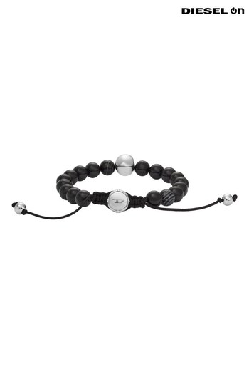 Diesel Jewellery Gents Black Beads Bracelet (D69912) | £79