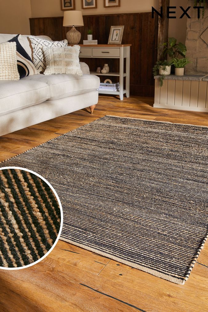 Natural/Black Jute Jara Rug (D70090) | £95 - £315