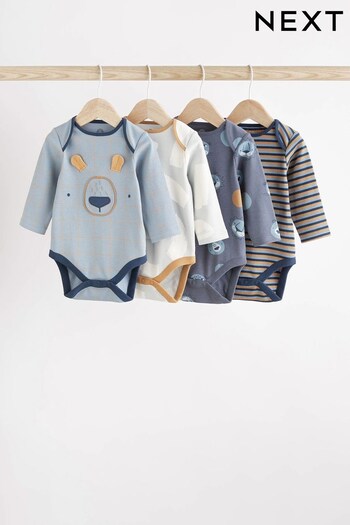 Blue Bear Baby Long Sleeve Bodysuits 4 Pack (D70134) | £17 - £19