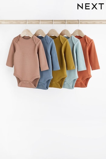 Multi Baby Long Sleeve Bodysuits 5 Pack (D70137) | £13 - £15