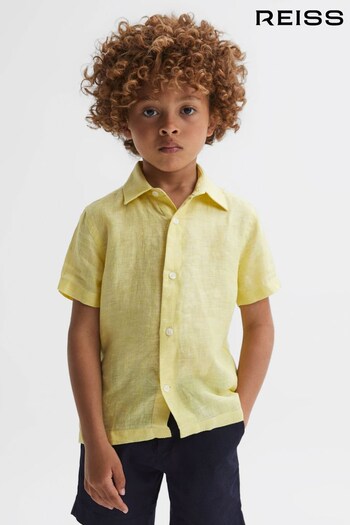 Reiss Lemon Holiday Junior Short Sleeve Linen Shirt (D70173) | £20