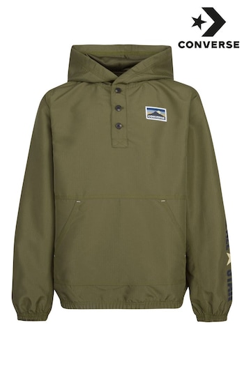 Converse embroidered Green Logo Button Up Hoodie (D70214) | £45