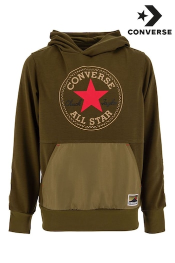 Converse embroidered Green Colourblock Logo Hoodie (D70215) | £40