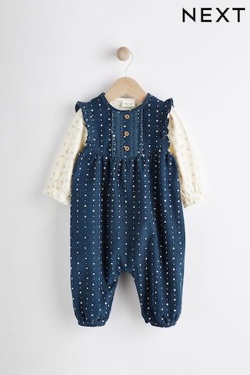 Blue Baby Corduroy Dungaree And Bodysuit Set (0mths-2yrs) (D70233) | £20 - £22