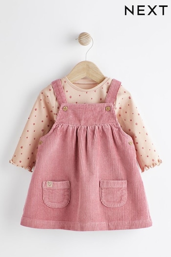 Pink Baby Corduroy Pinafore and Bodysuit Set (0mths-2yrs) (D70248) | £17 - £19